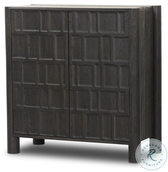 Ezri Black Oak 2 Door Bar Cabinet