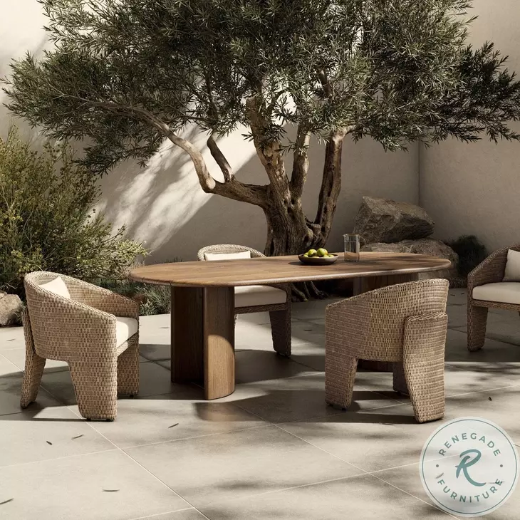Paden Stained Toasted Brown Outdoor 94" Oval Dining Table