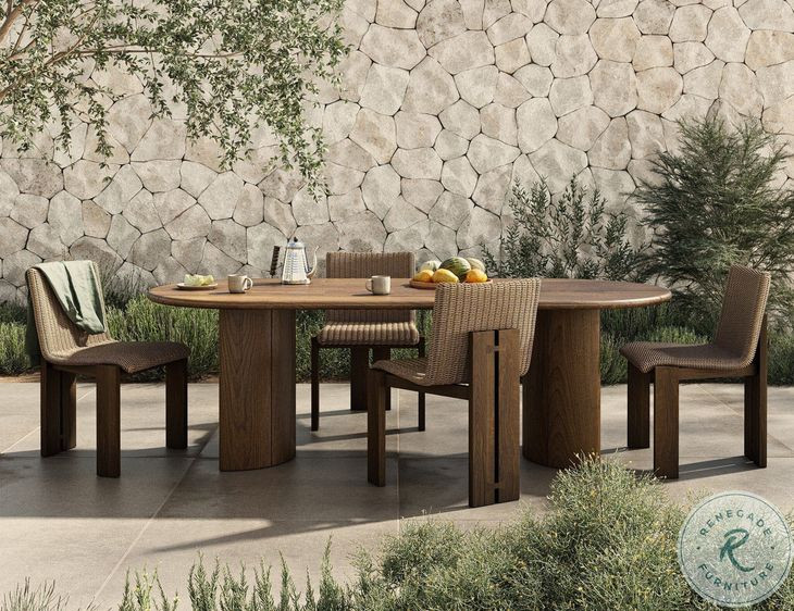 Paden Stained Toasted Brown-FSC Outdoor Oval Dining Room Set