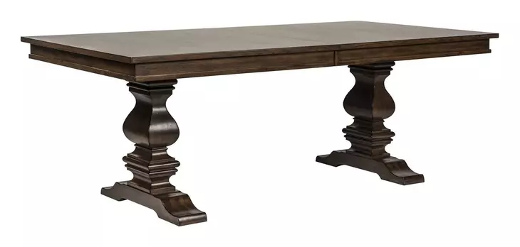 Armand Antique Brownstone and Beige Upholstered 5 Piece Extendable Dining Set with Nailhead Trim