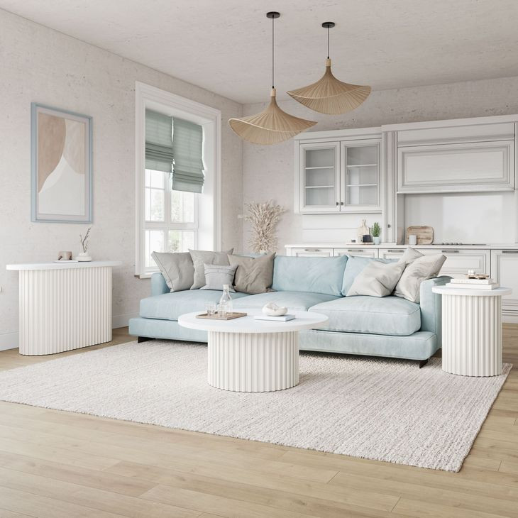 Auden White Round Occasional Table Set