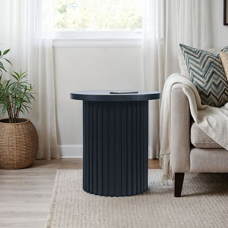 Auden Black Round End Table