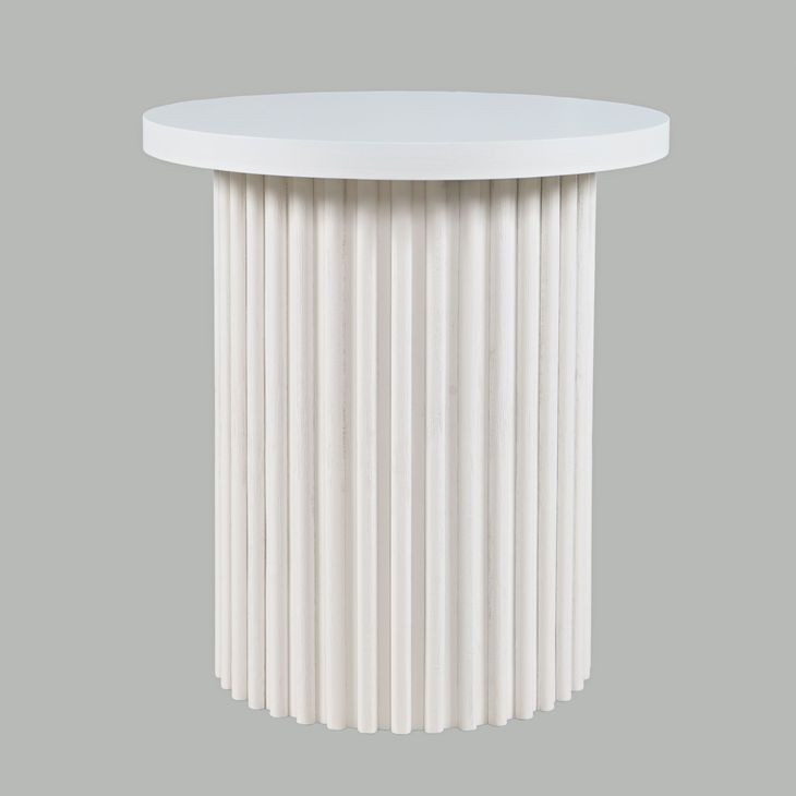 Auden White Round End Table