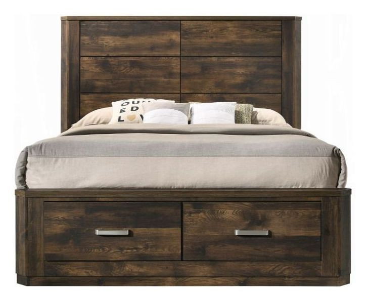 Elettra Rustic Walnut Queen Storage Panel Bed
