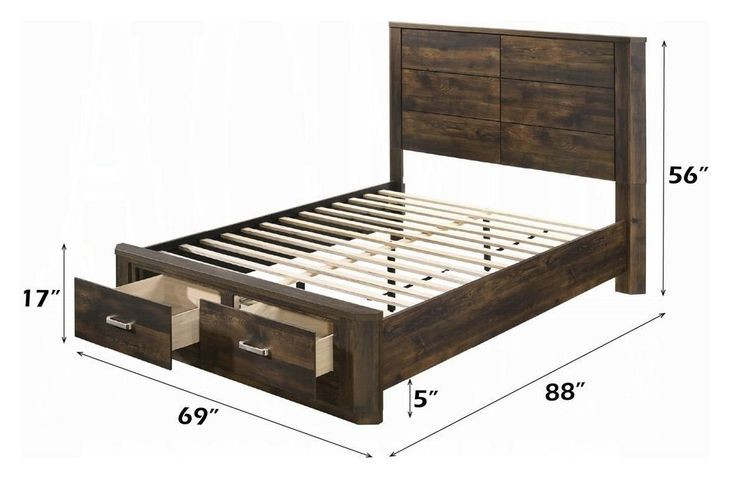 Elettra Rustic Walnut Queen Storage Panel Bed
