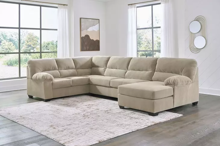 SimpleJoy Sand 3 Piece Modular Sectional with RAF Chaise