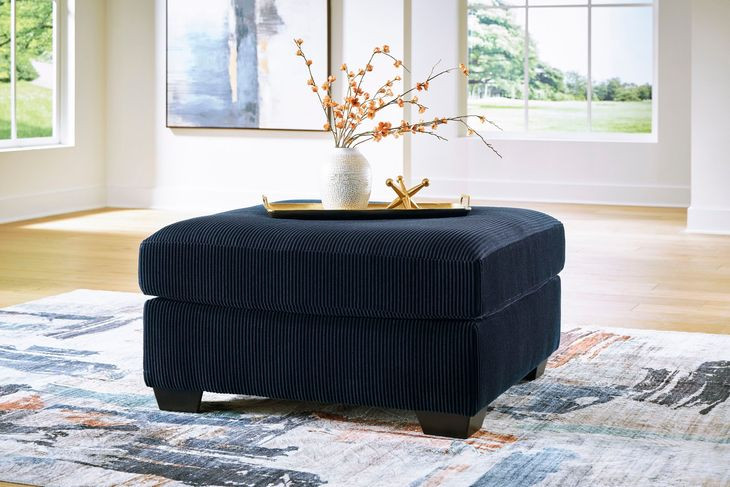 SimpleJoy Navy Upholstered Square Oversized Accent Ottoman