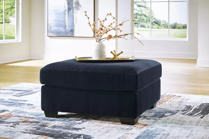 SimpleJoy Navy Upholstered Square Oversized Accent Ottoman