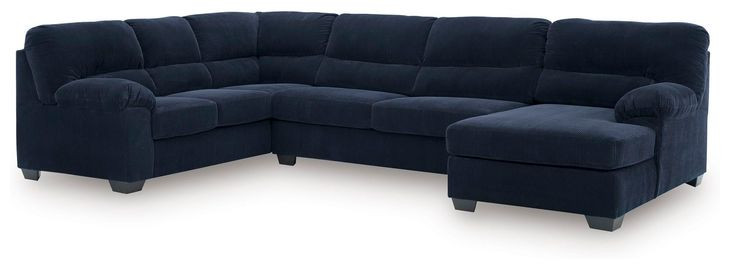 SimpleJoy Navy 3 Piece Modular Sectional with RAF Chaise