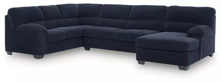 SimpleJoy Navy 3 Piece Modular Sectional with RAF Chaise