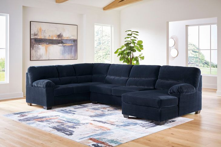 SimpleJoy Navy 3 Piece Modular Sectional with RAF Chaise