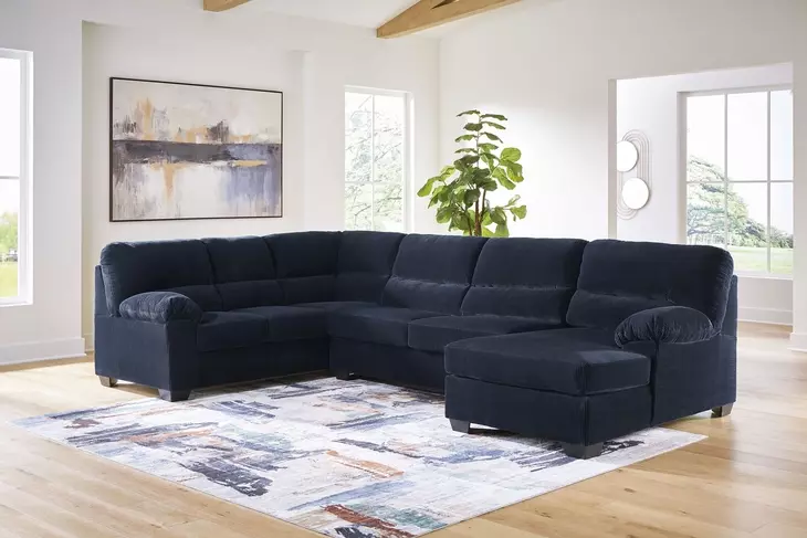 SimpleJoy Navy 3 Piece Modular Sectional with RAF Chaise