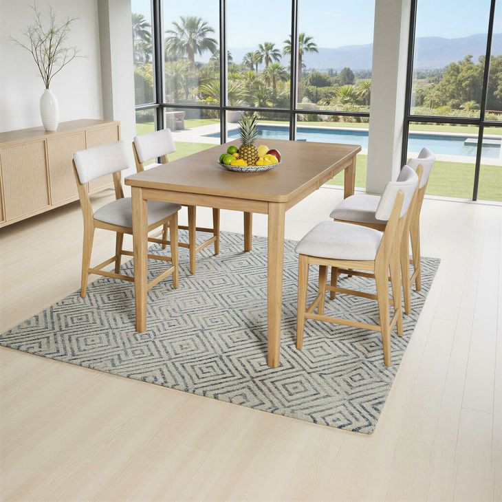 Beck White and Natural Upholstered Counter Height Stool Set of 2