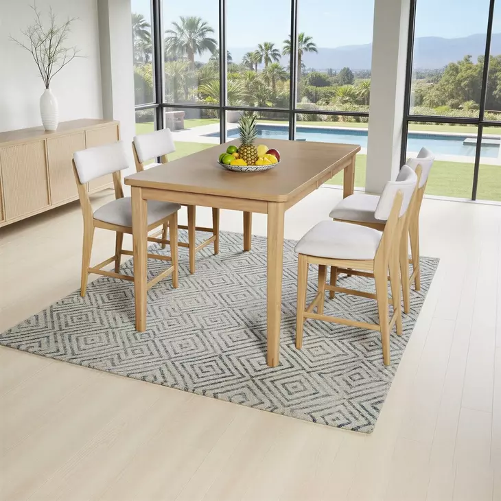 Beck White and Natural Upholstered Counter Height Stool Set of 2