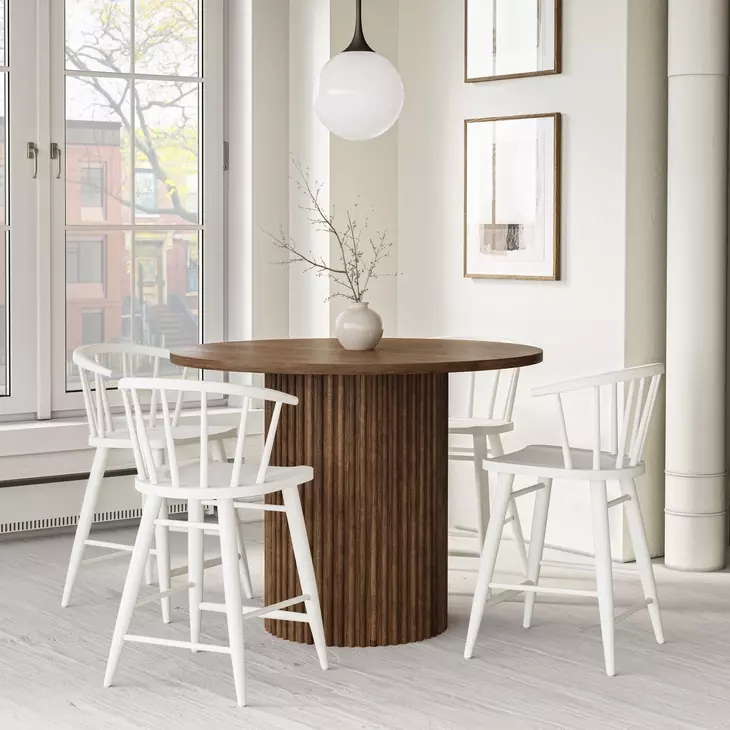 Auden White and Chestnut 5 Piece Counter Height Dining Set