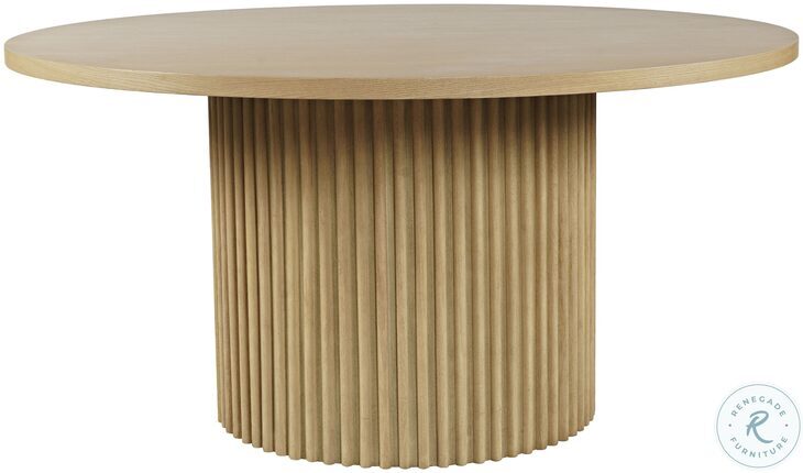 Auden Natural Fluted Pedestal 60" Round Dining Table From Jofran | Coleman Furniture