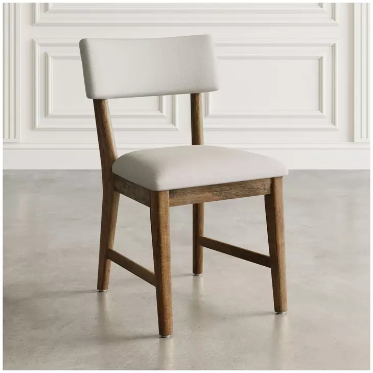 Auden Chestnut And Beige Upholstered Split Back Dining Chair Set