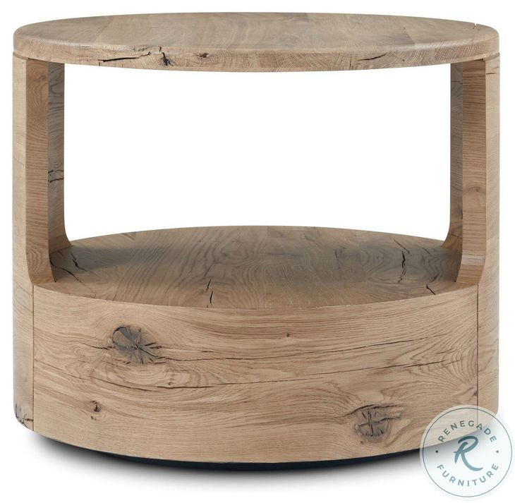 Matheus Natural Reclaimed French Oak Round End Table