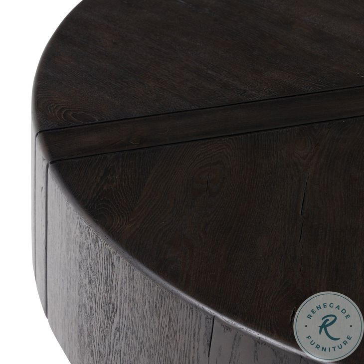 Renan Dark Espresso Reclaimed French Oak Round Coffee Table