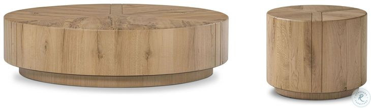 Renan Natural Reclaimed French Oak Round Occassional Table Set