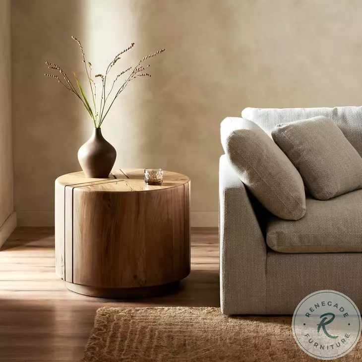 Renan Natural Reclaimed French Oak Round End Table