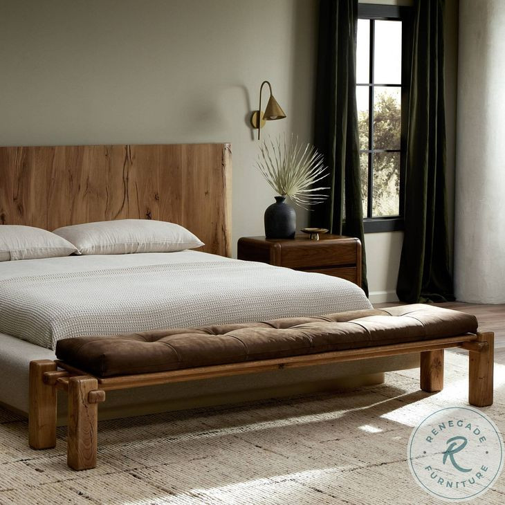 Marcia Nubuck Cigar 94" Accent Bench