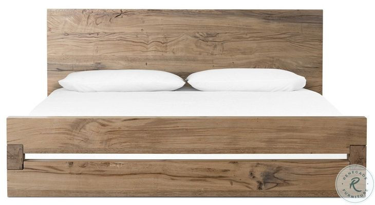 Lia Natural Reclaimed French Oak Queen Upholstered Bed