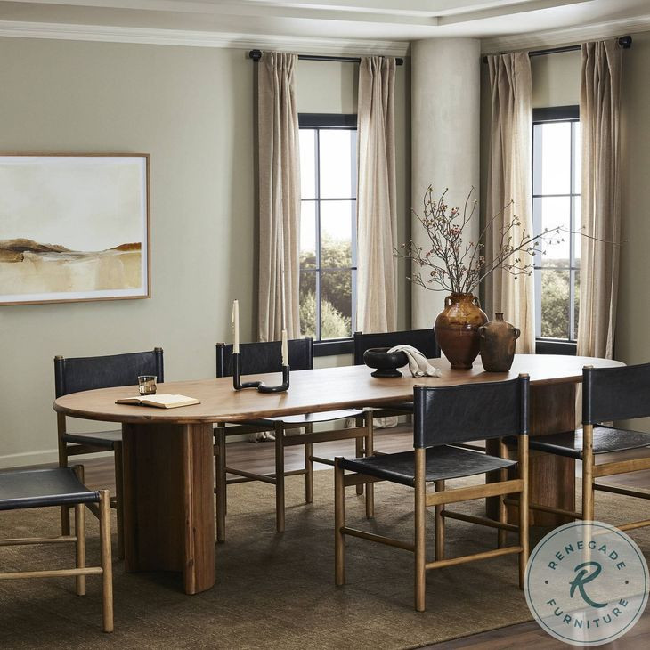 Paden Seasoned Brown Acacia 118" Oval Dining Table