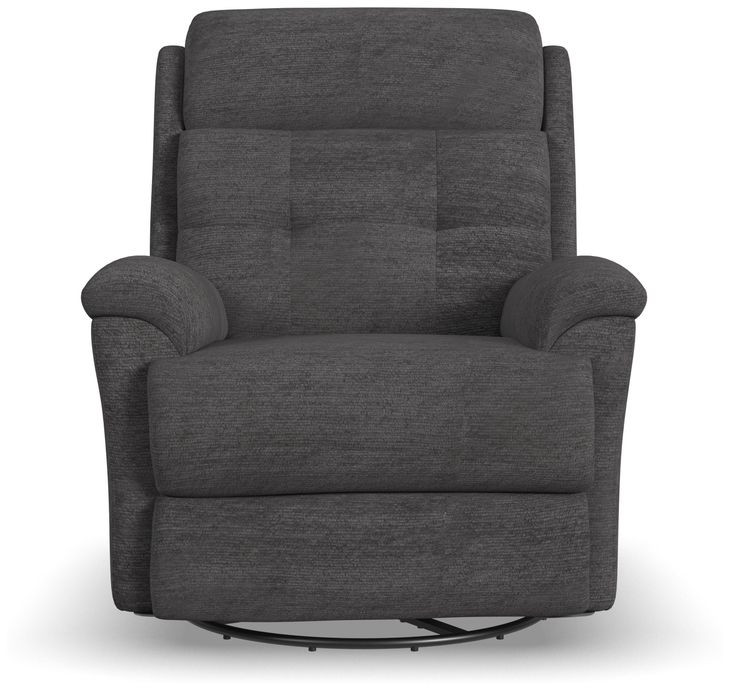 Sophisticated Steel Performance Fabric Swivel Gliding Power Recliner with Power Lumbar and USB Charging