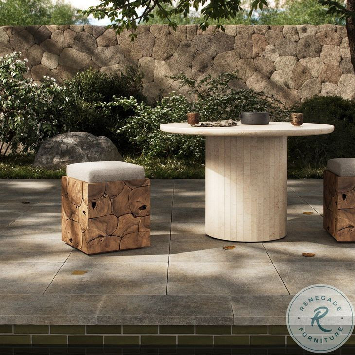Tomlin Hayes Cream Outdoor Accent Stool