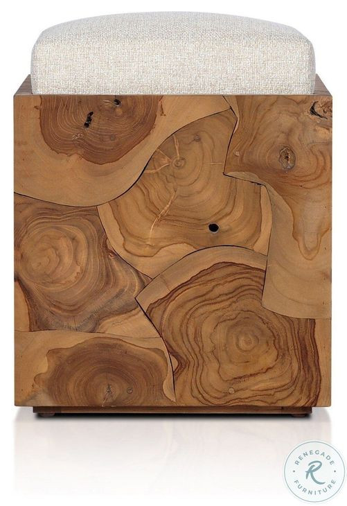 Tomlin Hayes Cream Outdoor Accent Stool