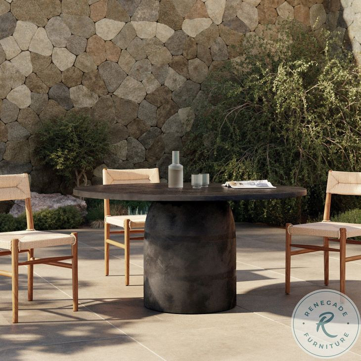 Basil Aged Grey Outdoor 60" Round Dining Table