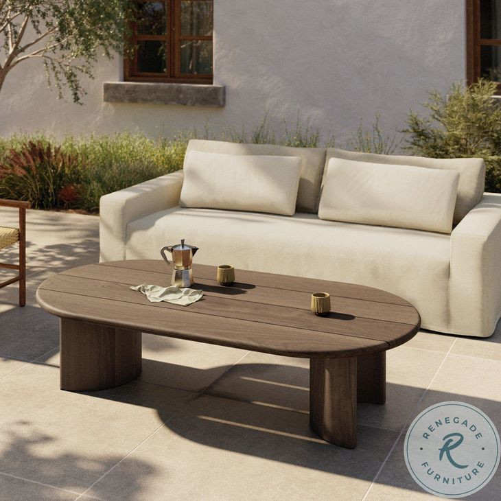 Paden Stained Toasted Brown Outdoor Oval Coffee Table