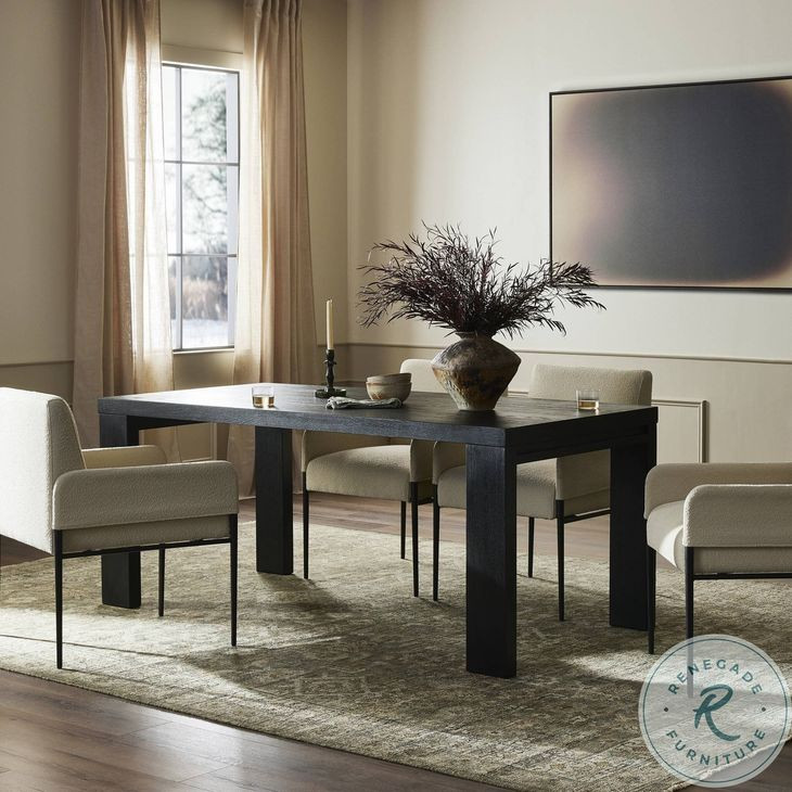 Millie Drifted Matte Black Veneer 72" Rectangular Dining Table