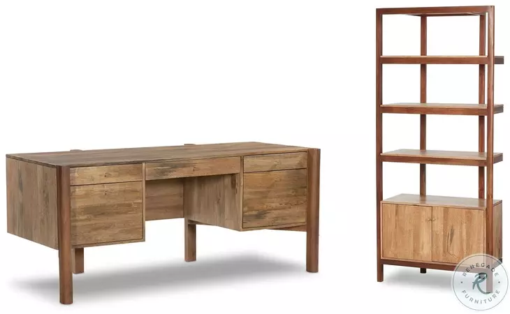 Reza Smoked Honey Drawer Home Office Set