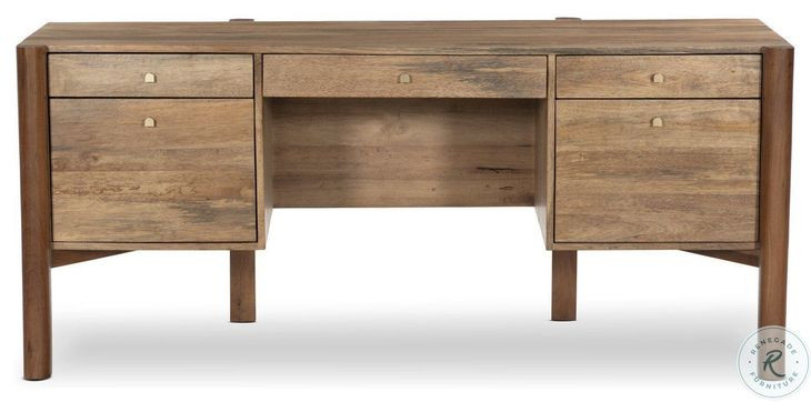 Reza Smoked Honey 70" Drawer Desk