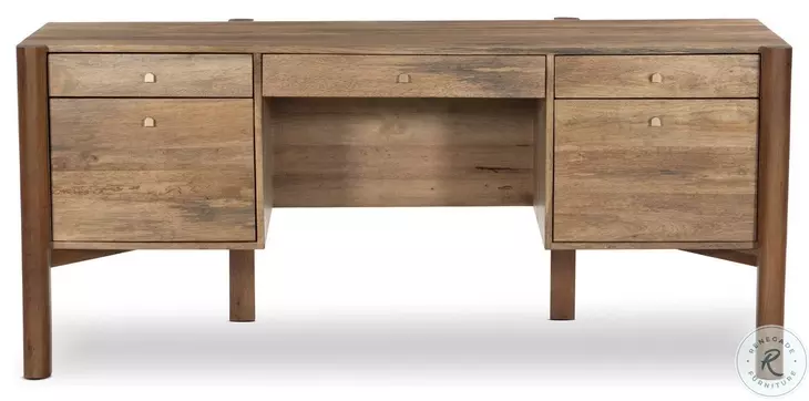 Reza Smoked Honey 70" Drawer Desk