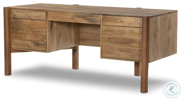 Reza Smoked Honey 70" Drawer Desk