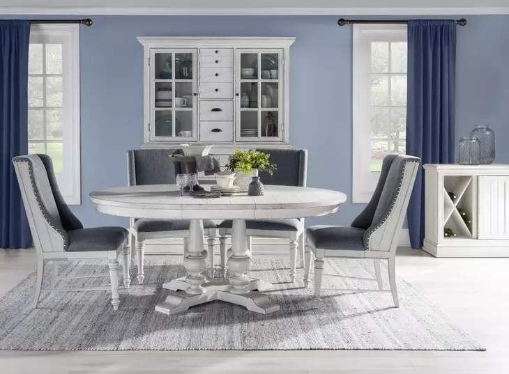 Cottage Park Aged White 72" Extendable Dining Table