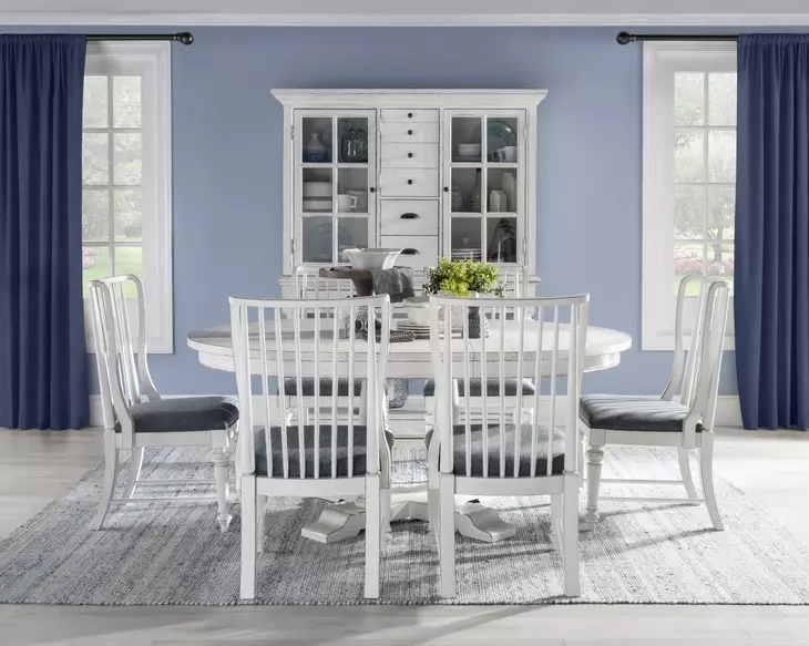 Cottage Park Aged White 72" Extendable Dining Table