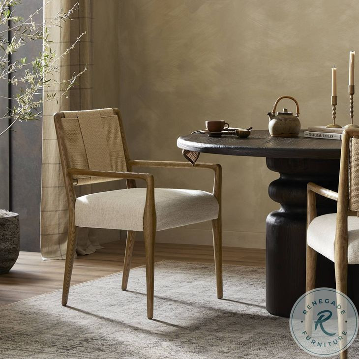 Rothler Alcala Wheat Performance Fabric Dining Armchair