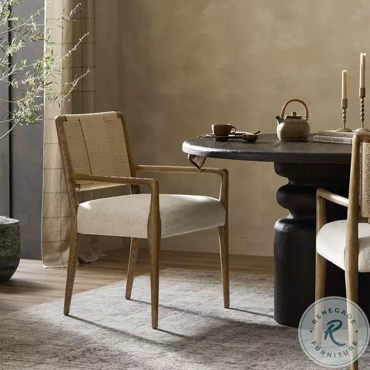 Rothler Alcala Wheat Performance Fabric Dining Armchair