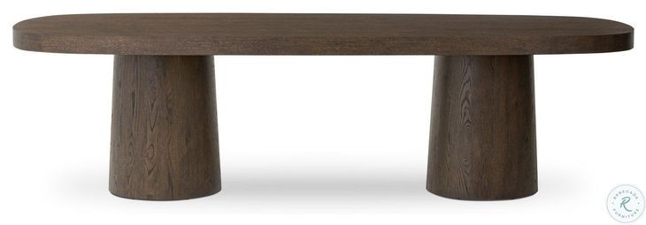 Valen Rustic Brown Oak Veneer 108" Oval Dining Table