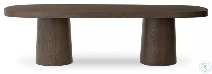 Valen Rustic Brown Oak Veneer 108" Oval Dining Table