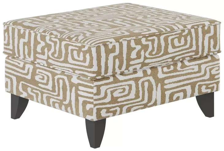 Durango Pewter White and Brown Performance Fabric Upholstered Rectangular Accent Ottoman