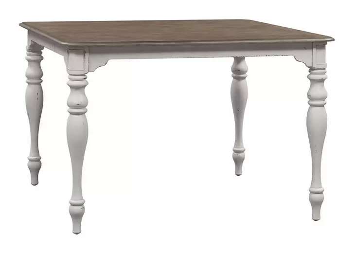 Magnolia Manor Antique White and Weathered Bark 5 Piece Extendable Leg Base Dining Set