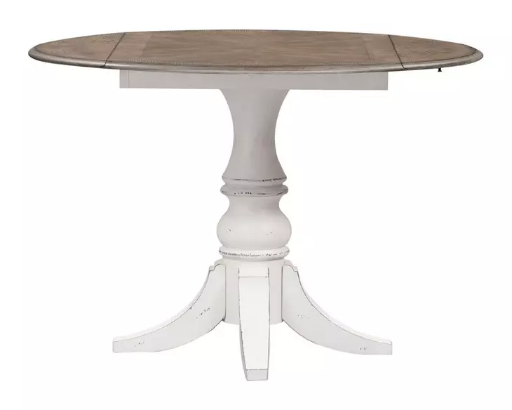 Southern Manor Antique White and Weathered Bark 5 Piece Extendable Drop Leaf Dining Set