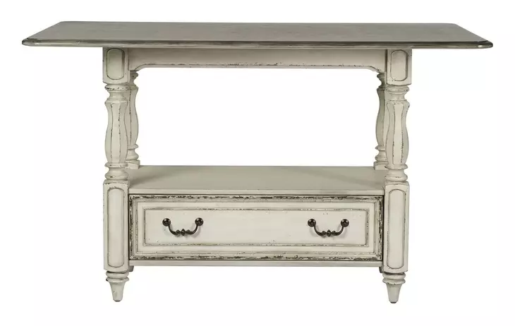 Southern Manor Antique White and Weathered Bark Upholstered 5 Piece Gathering Dining Set