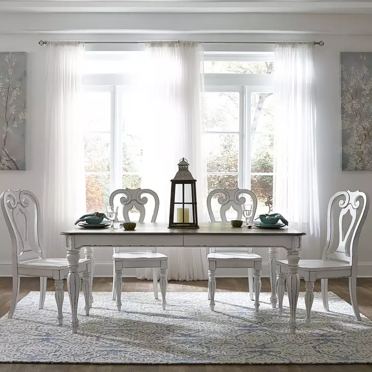 Southern Manor Antique White and Weathered Bark 5 Piece Extendable Dining Set