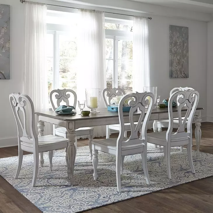Southern Manor Antique White and Weathered Bark 7 Piece Extendable Dining Set